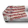 thumbnail image 3 of American Flag Soft Flannel Fleece Throw Blanket, USA National Star Horizontal Stripes Pride Grunge Design Image, Cozy Plush for Indoor and Outdoor Use, 50" x 60", Vermilion Blue, by Ambesonne, 3 of 6