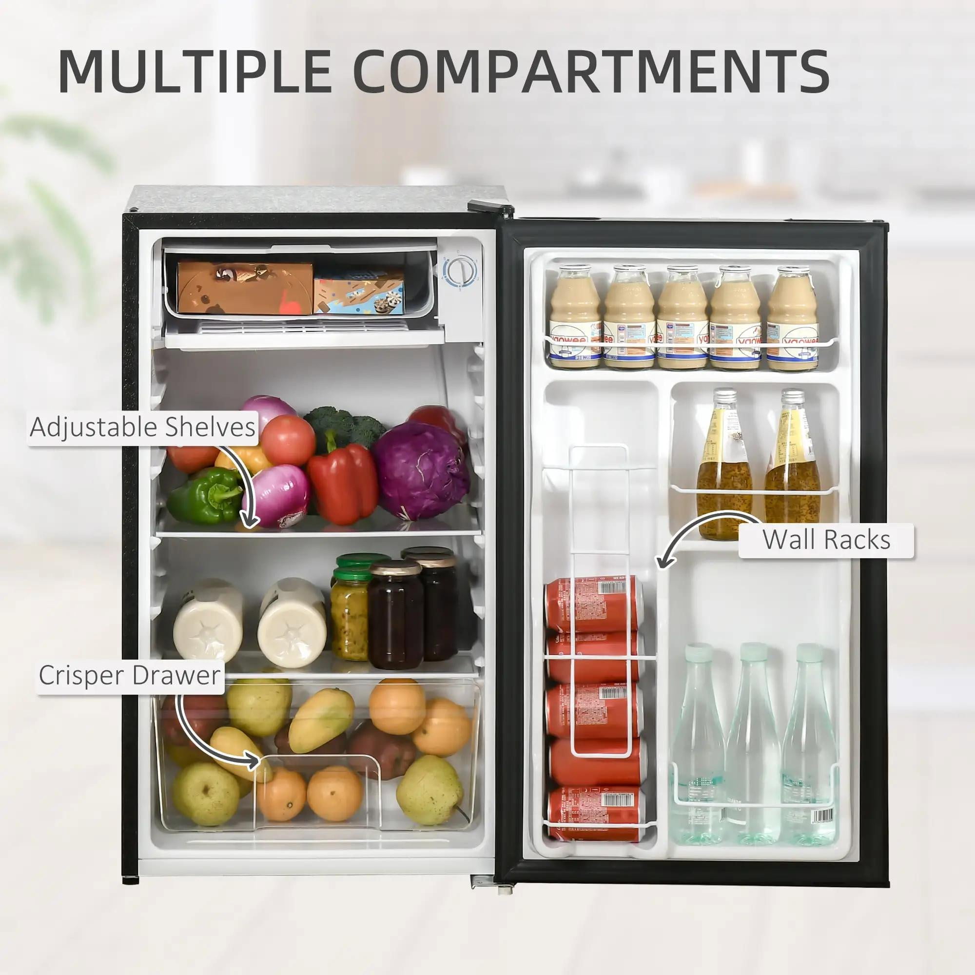 Resenkos 3.2 Cu.Ft Mini Fridge with Freezer, Dorm, Home Office, Energy Efficient, Black