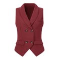 thumbnail image 1 of Chaleco elegante para mujer Allegra K con doble botonadura y solapa sin mangas Borgoña M, 1 of 6