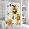 thumbnail image 6 of Spring Sunflower Butterfly Bathroom Shower Curtains with 12 Hooks Polyester Waterproof Shower Curtain for Stalls and Bathtubs Leaves Sunglasses Farm Decorative Bathroom Privacy Curtain 48x72 Inches, 6 of 9