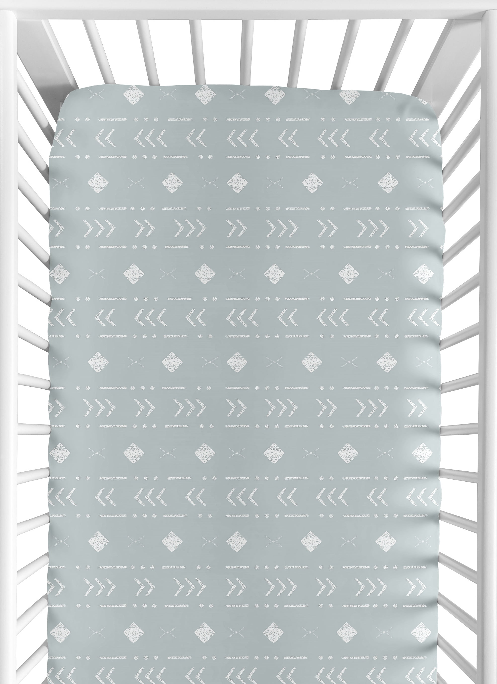 Boho Tribal Blue and White Fitted Crib Sheet by Sweet Jojo Designs
