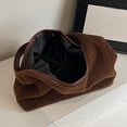 thumbnail image 3 of Bolso Hombro Felpa para Mujer Mano Mullido Compras Gran Capacidad (marrón), 3 of 9