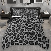 Homewish Leopard Cheetah Print Bedding Comforter Set 2pcs for Kids Children Teens,Abstract Geometric Twin Comforter Sets Microfiber,Jungle Animal Print Breathable Bedding Set,Super Cozy Room Decor
