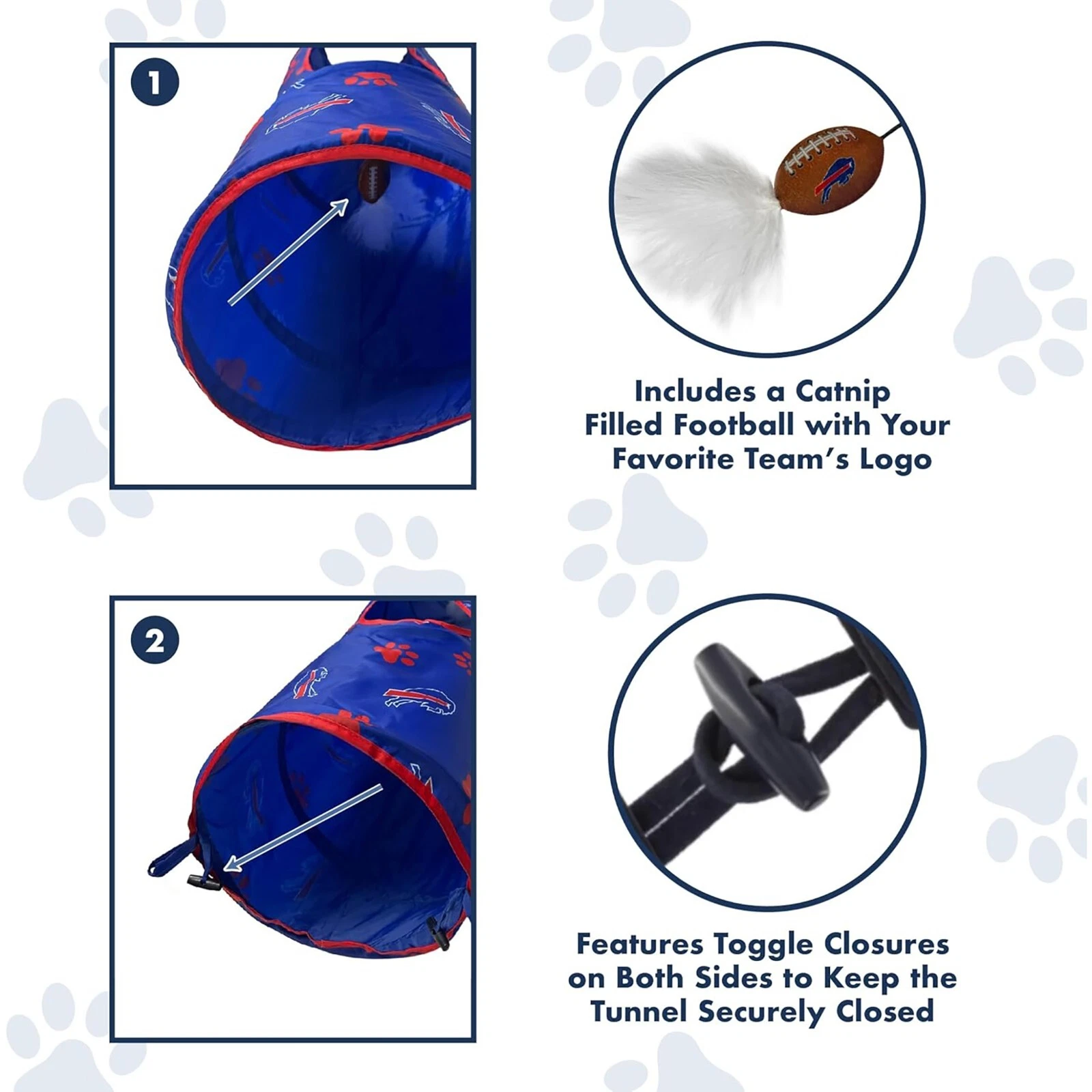Pets First NFL Cat Tunnel Tube Toy & Plush Football Toy Filled with Catnip