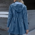 thumbnail image 5 of VEKDONE Rain Jacket for Women Striped Lined Button Zip Up Hooded Jackets Lightweight Thin Drawstring Raincoat Fall Outdoor Hiking Waterproof Windbreaker with Pockets, 5 of 7