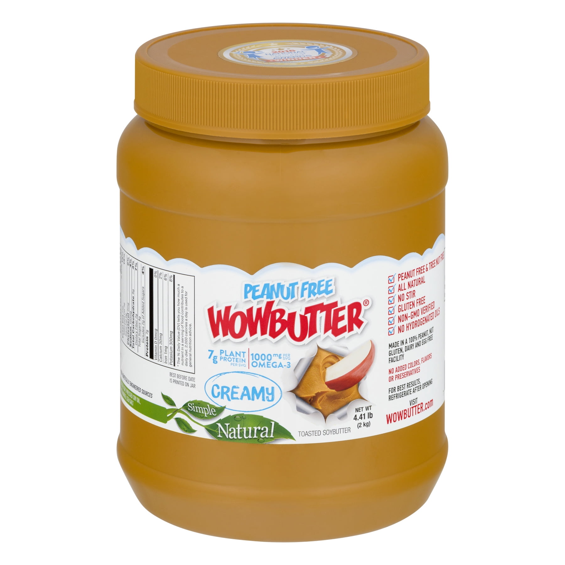 WOWBUTTER Creamy Peanut Free 4.4lb Jar Safe for School