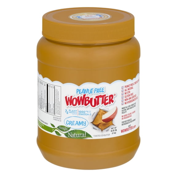 WOWBUTTER Creamy Peanut Free 4.4lb Jar - Safe for School