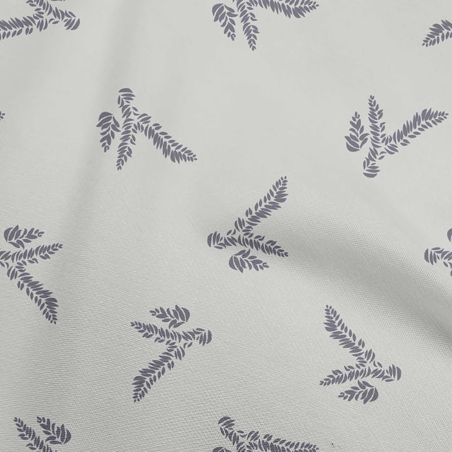 oneOone Silk Tabby Light Gray Fabric Leaves Sewing Material Print Fabric By The Yard 42 Inch Wide