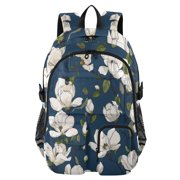 DIXRUYEE Midnight Magnolia Backpack for School 14”Laptop Compatible with Reflective Safety Strips