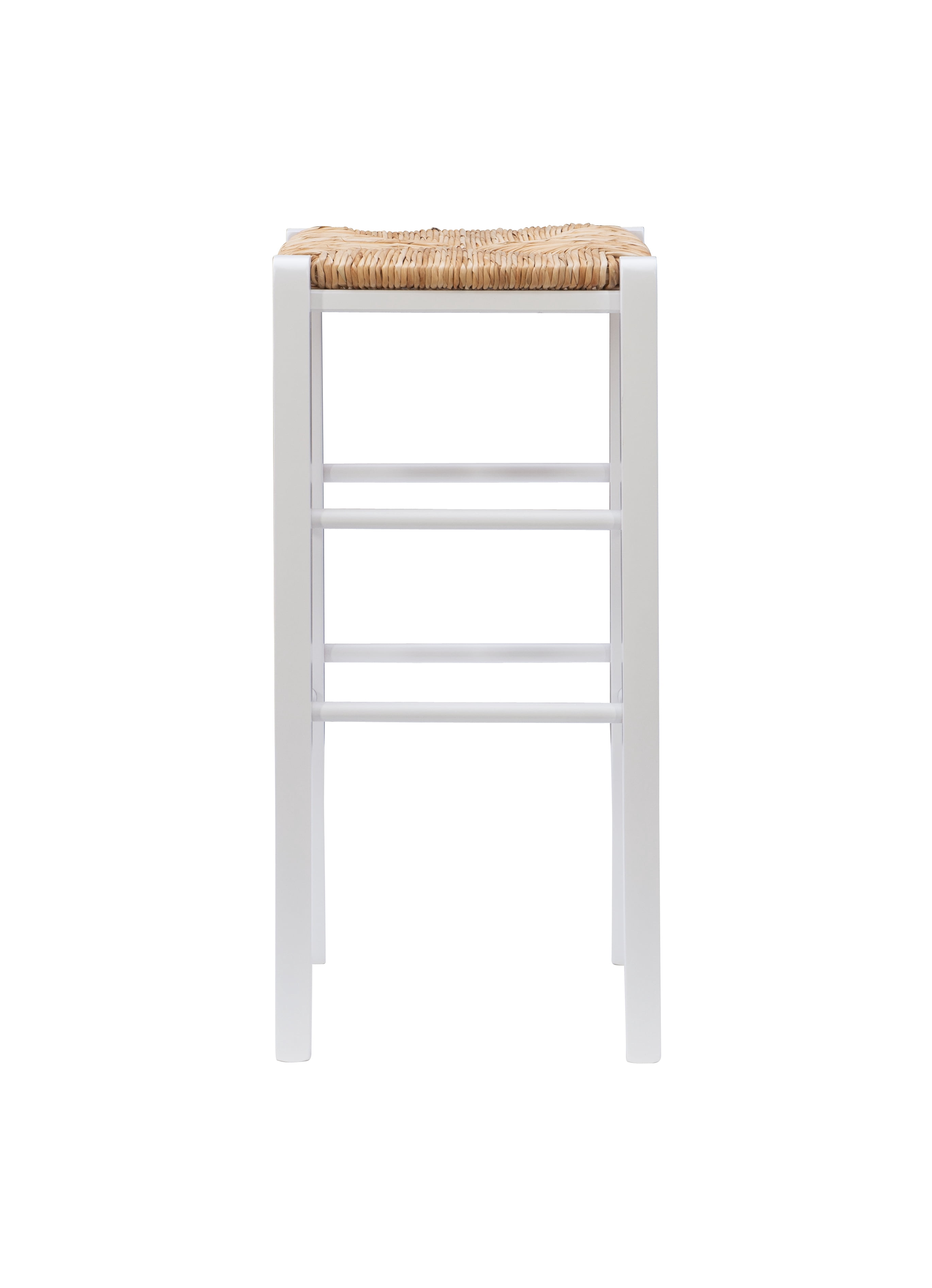 Linon Ivica 29" Backless Bar Stools, Set of 2, Classic White with Handwoven Rush Seat