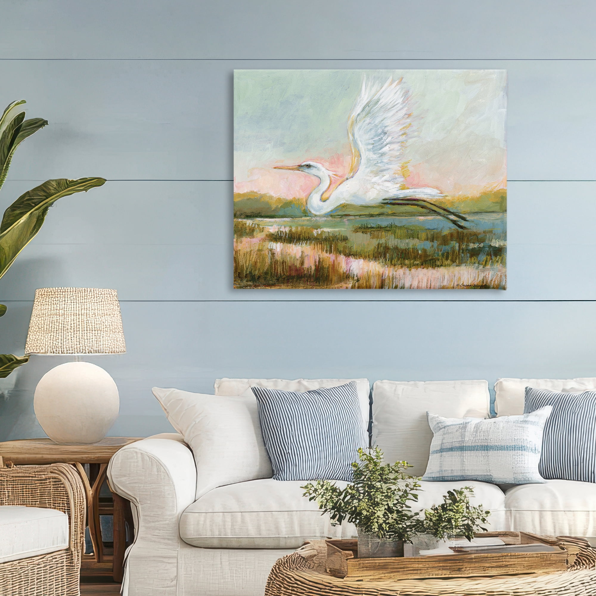 Stupell Industries White Heron Flying Canvas Wall Art, design by Susan Winget