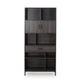 thumbnail image 2 of Benjara Eby Cube Bookcase, 6 Storage Spaces, Drawer, Cabinet 67 Inch Dark Gray, 2 of 5