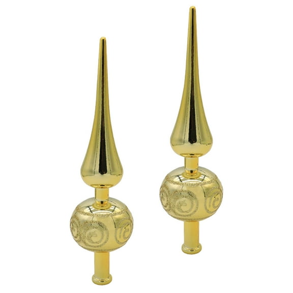 NICEXMAS 2Pcs Golden Christmas Tree Spherical Treetop Decorations Plastic Xmas Party Supplies
