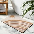 thumbnail image 4 of Make Your Bathroom Stand Out with this Retro Sun, Colorful Boho Bath Mat - Non-Slip Half Circle Rug, Soft Water Absorbent Fiber, Cute Semi Round Rainbow Design, 20x32 inch, 4 of 5