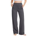 thumbnail image 1 of Pantalones de Yoga Talovee Pierna Ancha Cintura Alta Gris Oscuro para Mujer, 1 of 5