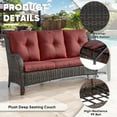 thumbnail image 5 of PARKWELL Outdoor Wicker Furniture,6-Piece Luxury Patio Rattan Conversation Set with Fire Pit Table,Weather-Resistant High Back Sofa Chairs and Swivel Glider for Garden,Brown Wicker Red Cushions, 5 of 7