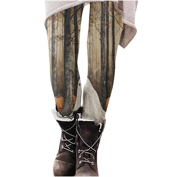 Leggings for Women Elastic Waist Plus Size Lifting Up Trendy Halloween Pattern Printed Yoga Tights Workout Pants,Black 5,XL