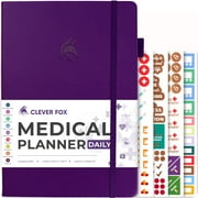 Clever Fox Medical Planner Daily - Medical Notebook, Health Diary, Wellness Journal & Logbook to Track Health - Self-Care Medical Journal - 3 Months, Undated, 7″ x 10.5″, Hardcover (Purple)