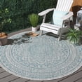 thumbnail image 2 of SAFAVIEH Courtyard Josiah Floral Medallion Indoor/Outdoor Area Rug, 6'7" x 6'7" Round, Light Grey/Aqua, 2 of 10