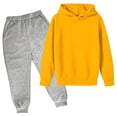 thumbnail image 4 of JIAYUE Girls 2 Piece Outfits Baggy Raglan Long Sleeve Solid Color Hoodies With Pocket Sweatpants Sets For Back To School,11-12 Years, 4 of 4