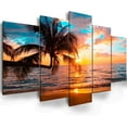 thumbnail image 1 of Abstract beach canvas wall art Landscape Art - 5 Pieces Canvas Wall Art, Beach Canvas Wall Art, Sunset On Ocean,ocean beach picture,nature landscape (C-5pcs,40"x20"), 1 of 6