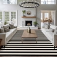 thumbnail image 4 of Black Striped Large Area Rugs for Bedroom Living Room, Soft Non Slip Carpet Bedside Rug, Modern Simple Farmhouse Beige Vintage Rectangular Floor Cover Kitchen Accent Rug 5'x7' for Dining Room/Office, 4 of 9