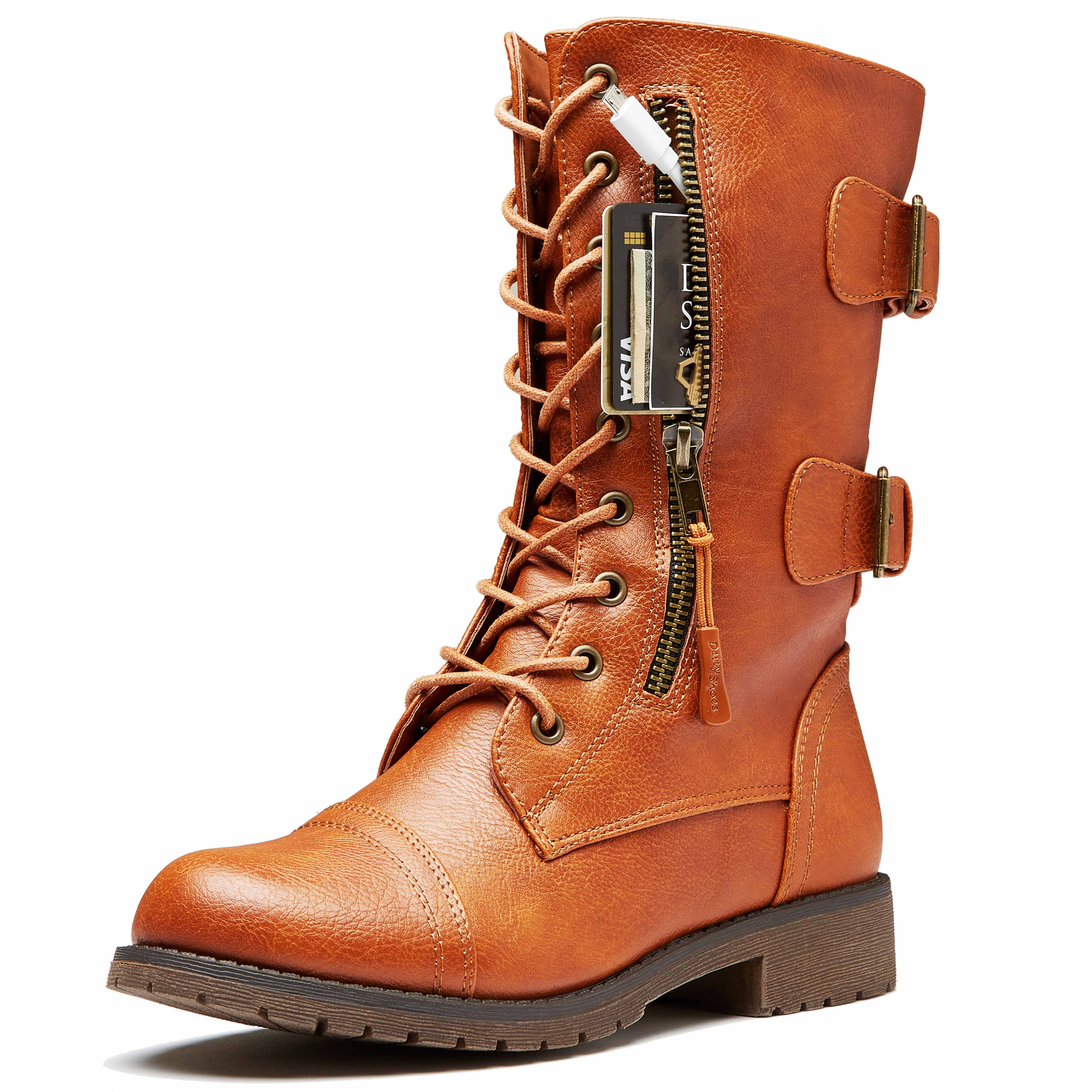 wide width combat boots with heel