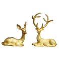 thumbnail image 2 of CoreLiving Golden Deer Figurine Set of 2, Small Animal Statues for Home Decor, Handmade Ornament with Hairy Texture, Elegant Gold Reindeer for Shelf Desk Mantel Christmas Decor, 2 of 5