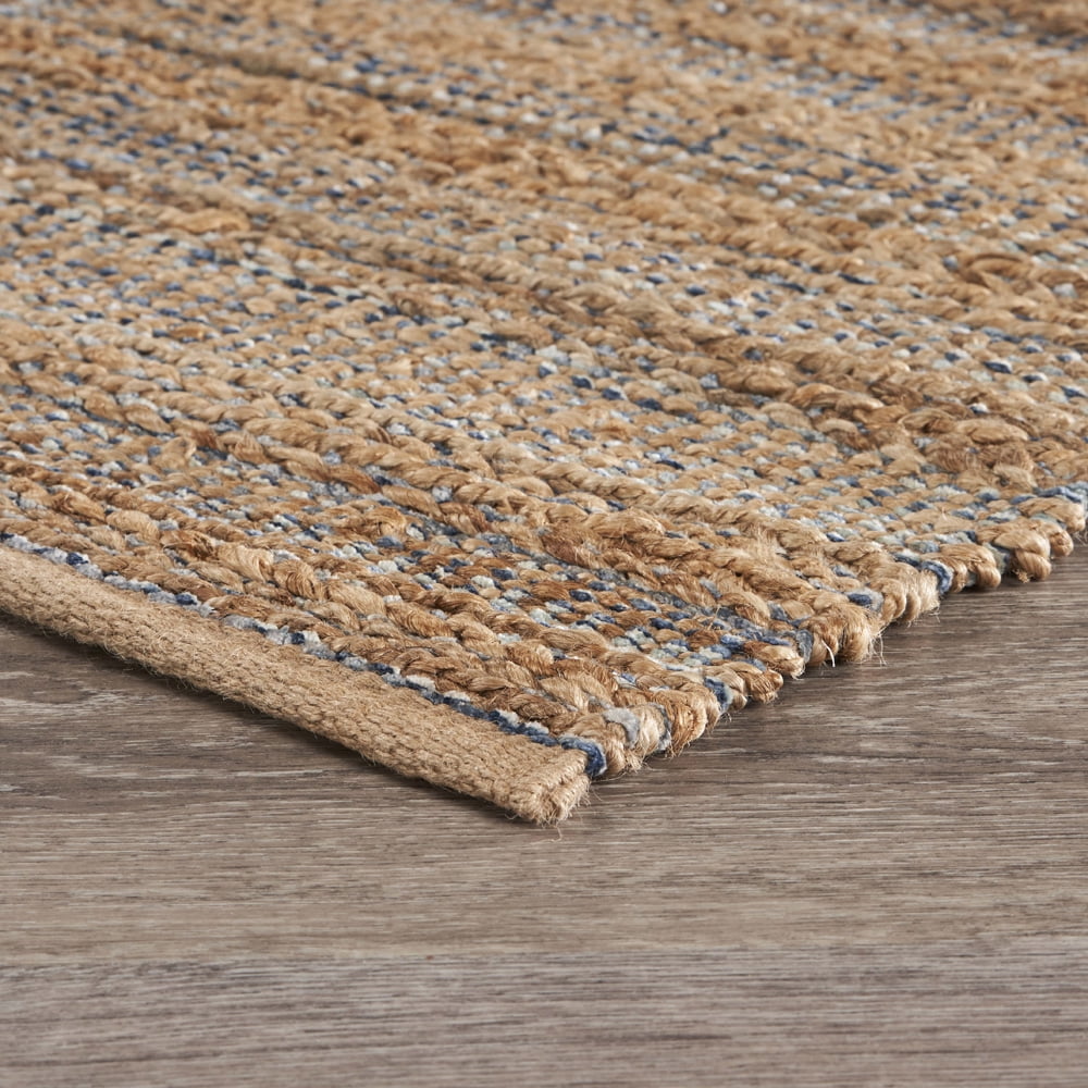 LR Home Natalie Ira Natural/Navy Striped Farmhouse Jute Blend Runner Rug, 2'6" x 7'9"