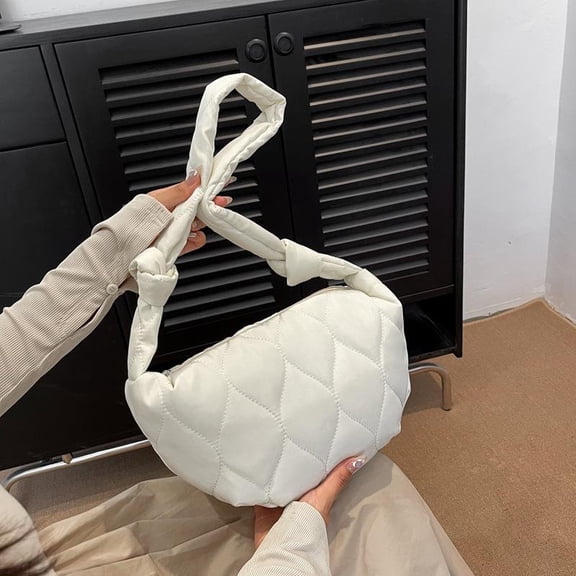 IELGY women's large-capacity Korean version of one-shoulder oblique span dumpling bag, embroidered nylon retro fashion moon bag