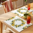 thumbnail image 4 of Placemat Set of 6 Yellow Flower Wreath Placemats for Dining Table Watercolor Style Washable Table Mats for Kitchen and Party Decor Indoor & Outdoor Use, 4 of 8