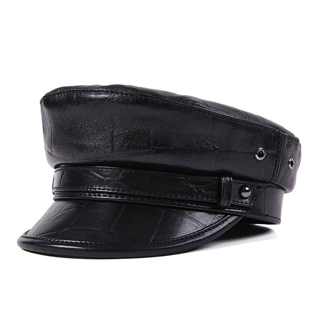 Casquette de Mode pour Femmes en Cuir PU Visière Béret Automne