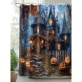 thumbnail image 3 of Halloween Waterproof Fabric Shower Curtain, Forest Ghost Pumpkin Castle Vintage Cottage Shower Curtain for Bathroom Curtains Bathtubs Hotel Washable Shower Curtains with 12 Hooks Small 36x78in, 3 of 6