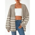 thumbnail image 3 of Women'S Oversized Cardigan Sweaters Fall Long Lantern Sleeve Knit Open Front Sweater Khaki White S, 3 of 8