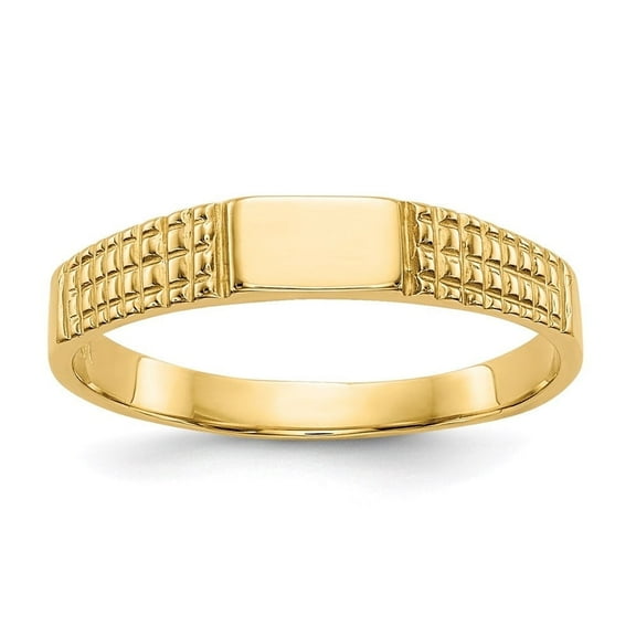Auriga Fine Jewelry 14K Yellow Gold Polished Signet Band Ring for Women Size 3.25