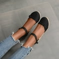 thumbnail image 5 of Cethrio Wedge Sandals for Women Solid Closed Toe Espadrilles Casual Summer Black Sandals Shoes Size 36, 5 of 9