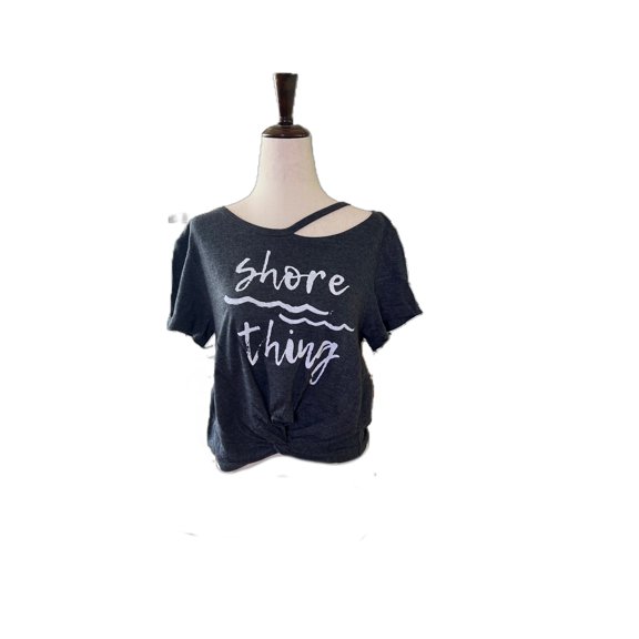 Shore Thing Twisted Knot Crop Top in Charcoal