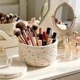thumbnail image 4 of Virelaxpo Foldable Storage Basket with Lid Cotton Rope Handles Polka Dot Pattern for Closet Shelves Blanket Clothing Home Organization, 4 of 6