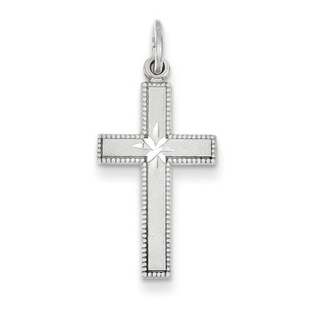 14k White Gold D/C Latin Cross Pendant