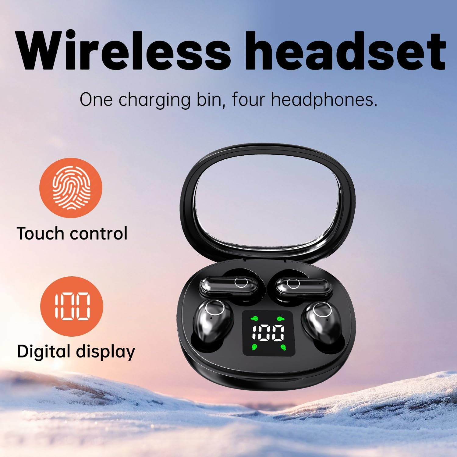 Wireless Bluetooth Headset，Tiny Size Invisible Earbuds，Sleep and Sports Earphones Set, Mini and Short Handle Design，for Work Sport Sleeping ﻿ ﻿ (Purple)