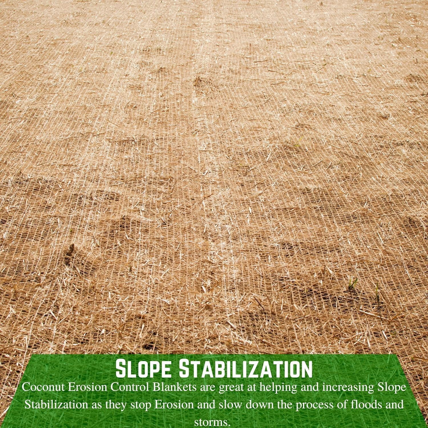 Farm Plastic Supply - Erosion Control Blanket - Coconut Garden and Landscape Cover, Erosion Control Blanket, Coconut Blanket, Erosion Control, Mulch, Slope Stabilizer (8' x 112.5')