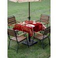 thumbnail image 3 of Outdoor Tablecloth with Umbrella Hole and Zipper, Red Christmas Square Table Cloth 54x54 Inch Waterproof Tablecloth, Santa Claus Deer Snowflake Pine Branches Ball Picnic Table Cover for Patio Camping, 3 of 7