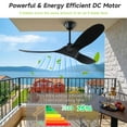 thumbnail image 2 of 60 inch Modern Black Outdoor Ceiling Fan with Remote, No Light, Quiet Reversible DC Motor, 2 of 7