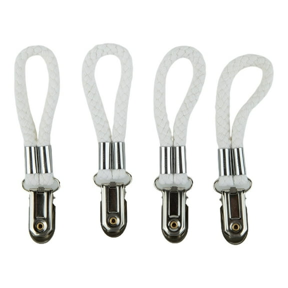 LITTLE HOME Cotton Blend Towel Holder Clips with Stainless Steel Buckle, No Drilling Kitchen Tea Towel Hanger, Space-Saving Bathroom Organizer, Easy Install Beige Hooks for Hanging