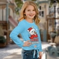 thumbnail image 3 of Xixirimido Blue Snowman Christmas Pattern Girls Casual Long Sleeve Shirts Knot Tie-hem Tunic Tops Crewneck Tees Blouses Girls Fashion Clothes, Size 7-8, 3 of 7