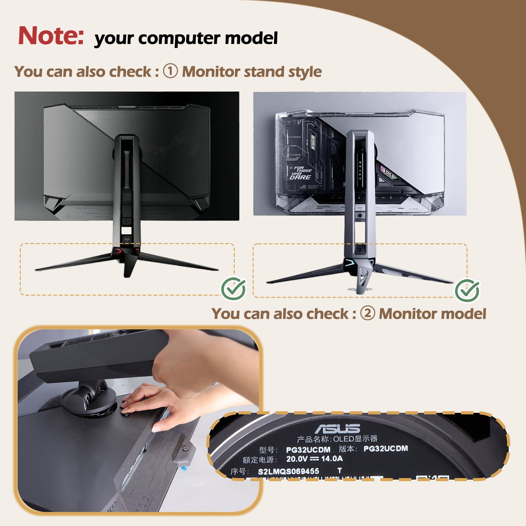 Original PG27AQDP VESA Adapter Compatible with ASUS ROG 27" 32" 34" 39" 49" Monitor(Fits XG27AQDMG,XG32UCWG,XG34WCDG,PG39WCDM,PG49WCD)100x100 Wall Mount Bracket