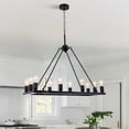 thumbnail image 5 of AFANQI 31.5 Inch Black Metal Rectangular Pendant Light, 10 Lights Open Design Industrial Style Pendant Light for Restaurant Cafe Corridor Entrance, 5 of 10