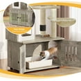 thumbnail image 3 of Dextrus 2-in-1 Cat Furniture Condo, 59" Cat Tree Multi-Functional Cat Tower with Litter Box Enclosure, Wood House, Scratching Post, Feeding Station, Hammocks & Brush - Gray, 3 of 5