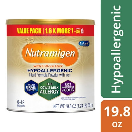 Nutramigen Hypoallergenic Baby Formula - Powder, 19.8 oz Value Pack Can - with Enflora (Best Baby Formula For Gassy Fussy Baby)