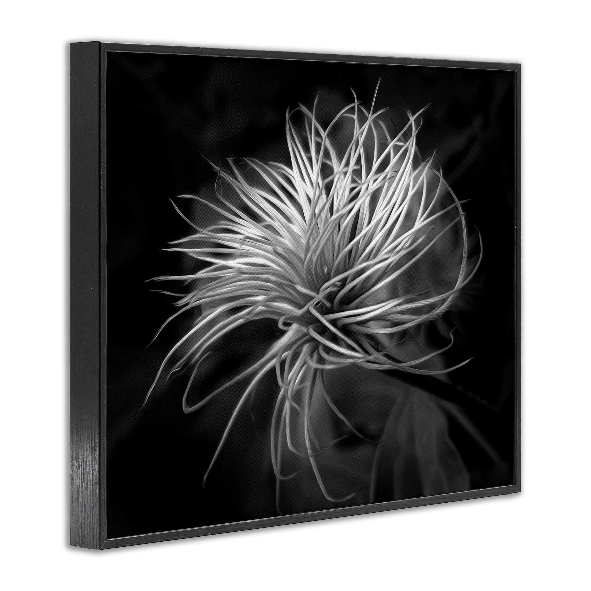 Twisting Botanical Leaves Contrast Black Framed Giclee Art, design by Phillip Flowers